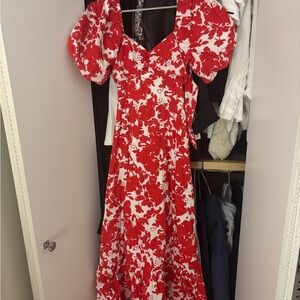 Floral Red and White Women's Dress